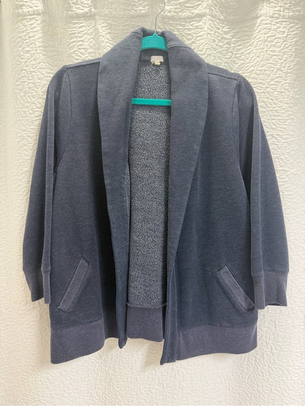 J. Crew Navy Shawl Collar Open Cardigan